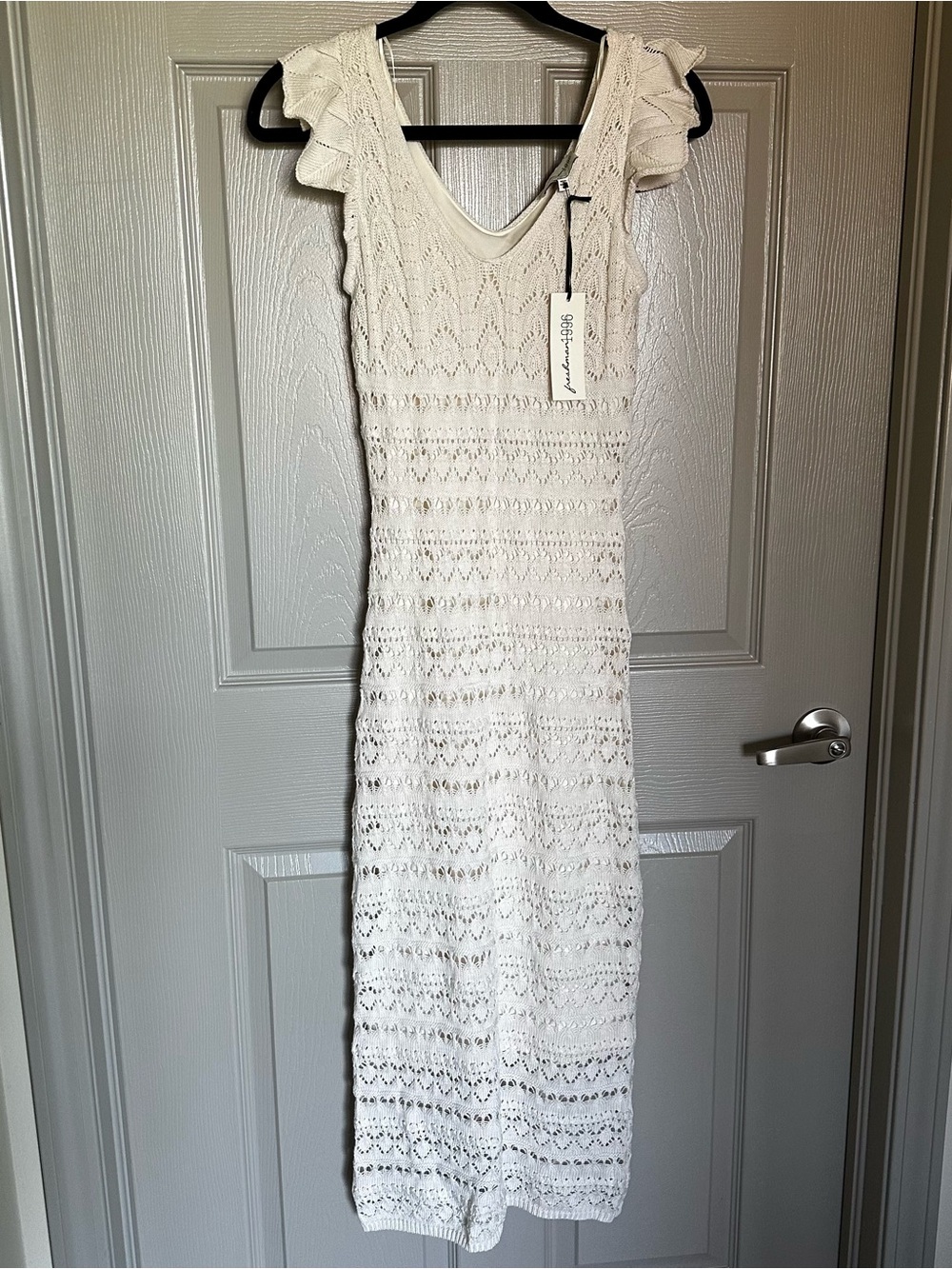 White Crochet Midi Dress